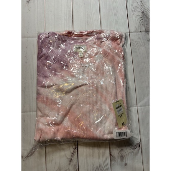 Terra & Sky Tops - Terra & Sky Womens Tie Dye Pink Purple Thermal Long Sleeve Crewneck Top 4XL NWT